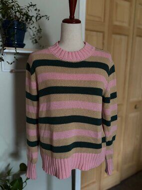Spinnaker by Kiel James Patrick Striped Cotton Sweater – Pink Tan Green (Women’s